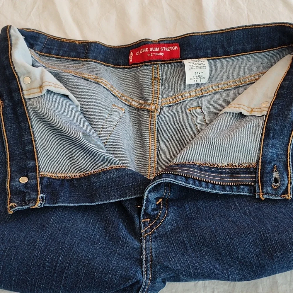 Levi's Classic Slim Tapered Stretch 512 Jeans Size 16S Dark Wash Casual Western - Picture 8 of 13